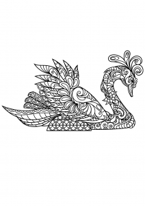 Schwan und hübsche Muster (Ausmalbild von Vögel)