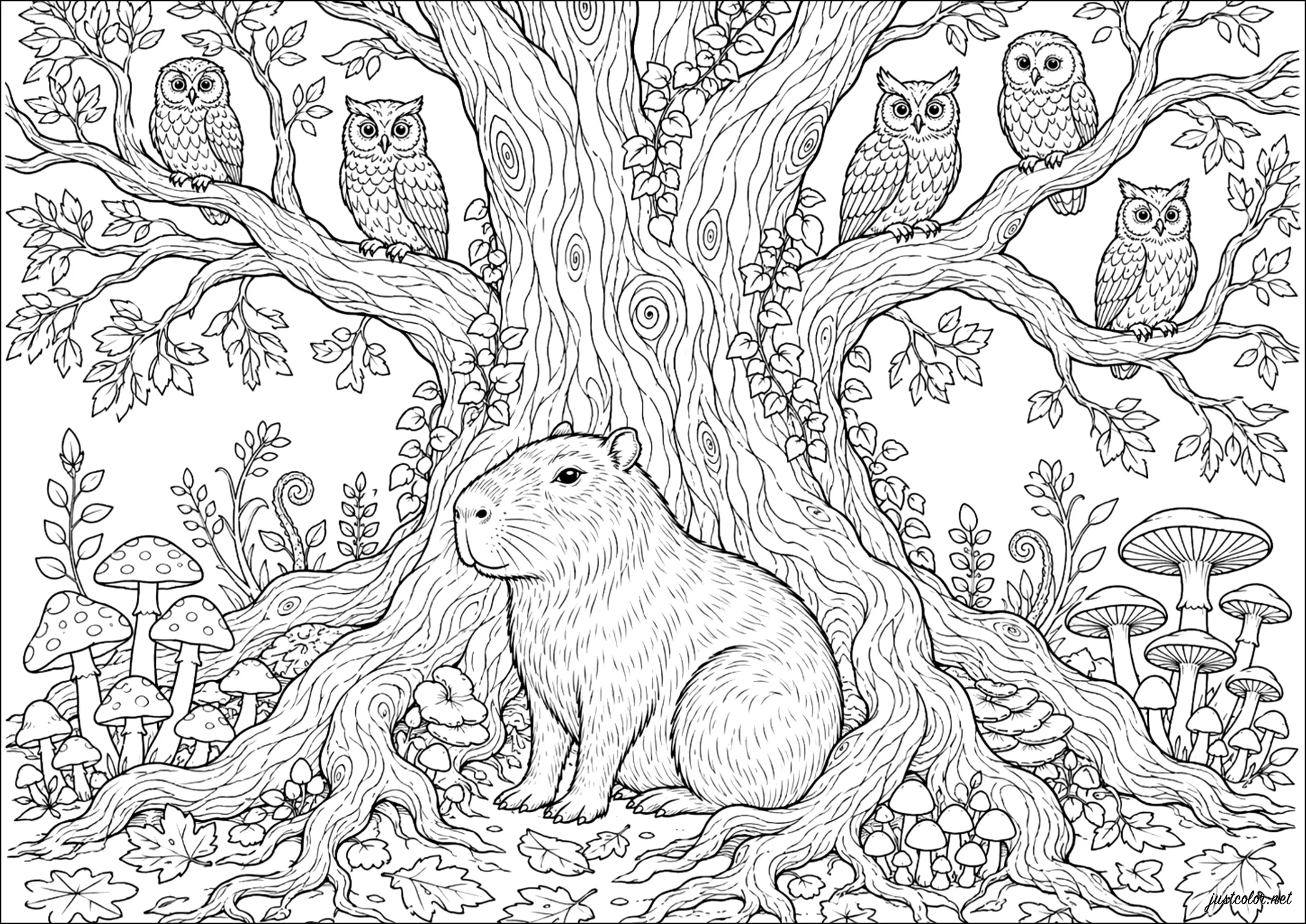 Capybara-37203 (Ausmalbild zum Ausdrucken und Ausmalen für Erwachsene)
