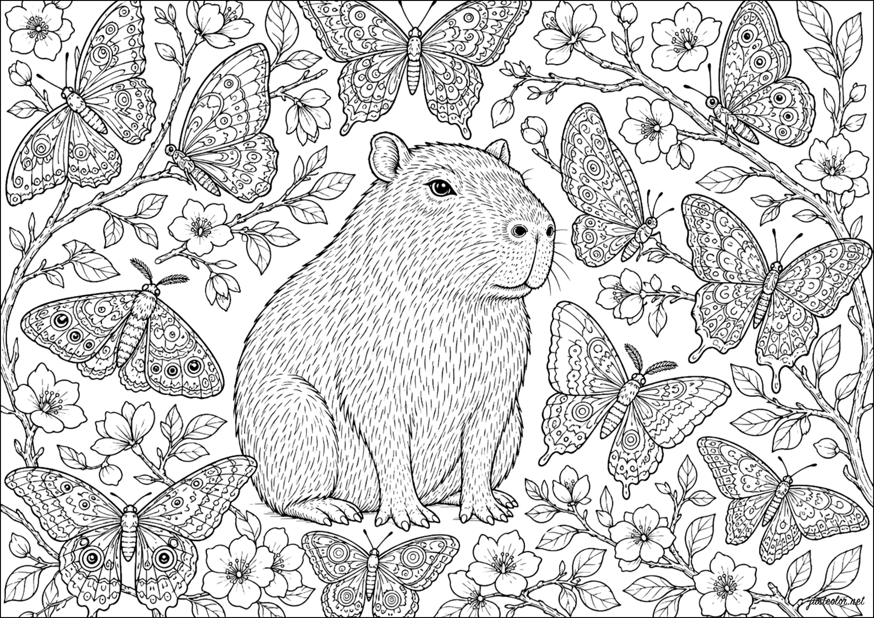 Capybara-85067 (Ausmalbild zum Ausdrucken und Ausmalen für Erwachsene)