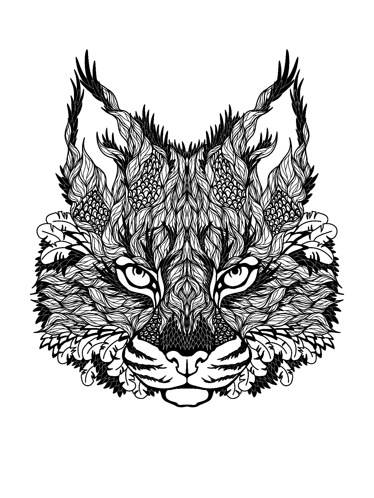 Kopf der Katze in Farbe - Katzen - Malbuch Fur Erwachsene
