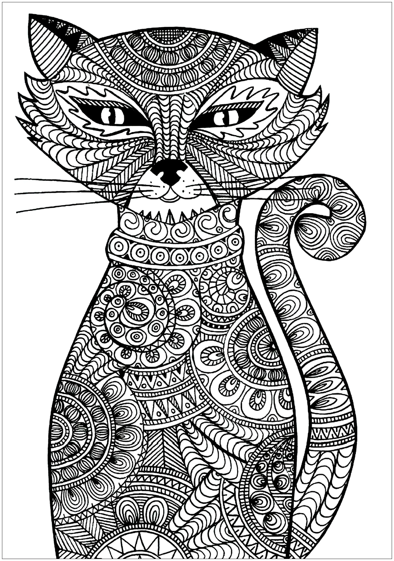 Katzen-35719 (Ausmalbild zum Ausdrucken und Ausmalen für Erwachsene)