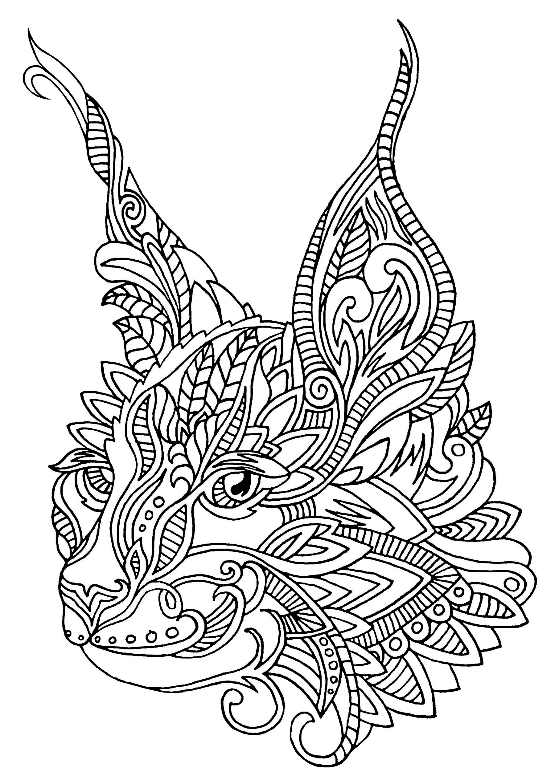 Niedlicher Katzenkopf mit Zentangle-Details, Künstler : Lucie