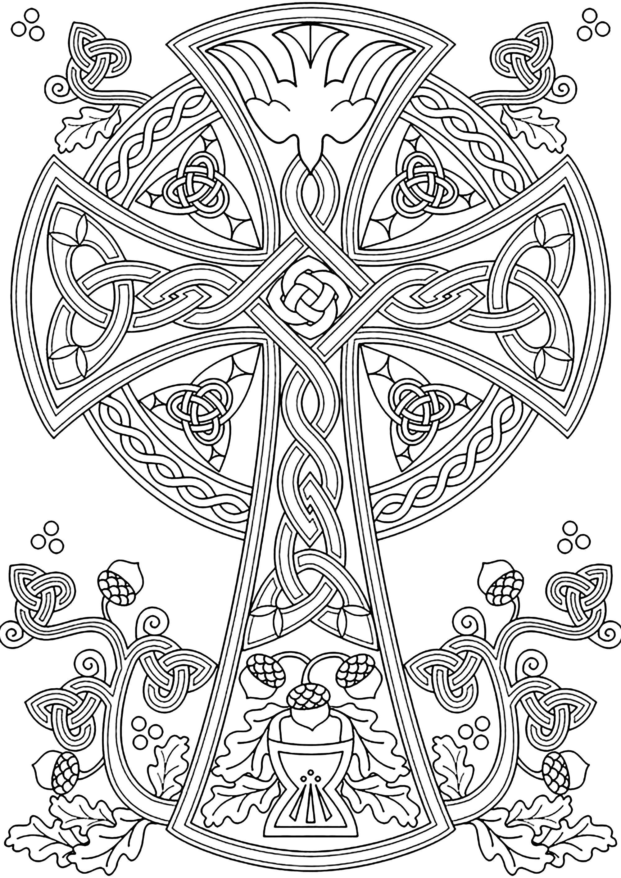 Keltisches Kreuz und Quasten (Ausmalbild von Keltische Kunst zum Ausdrucken und Ausmalen für Erwachsene)