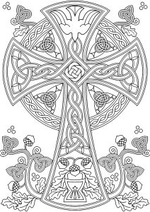 Keltisches Kreuz und Quasten (Ausmalbild von Keltische Kunst)