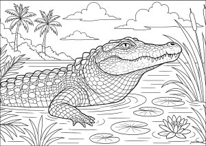 Ausmalbilder von Krokodil zum Ausdrucken und Ausmalen für Erwachsene
