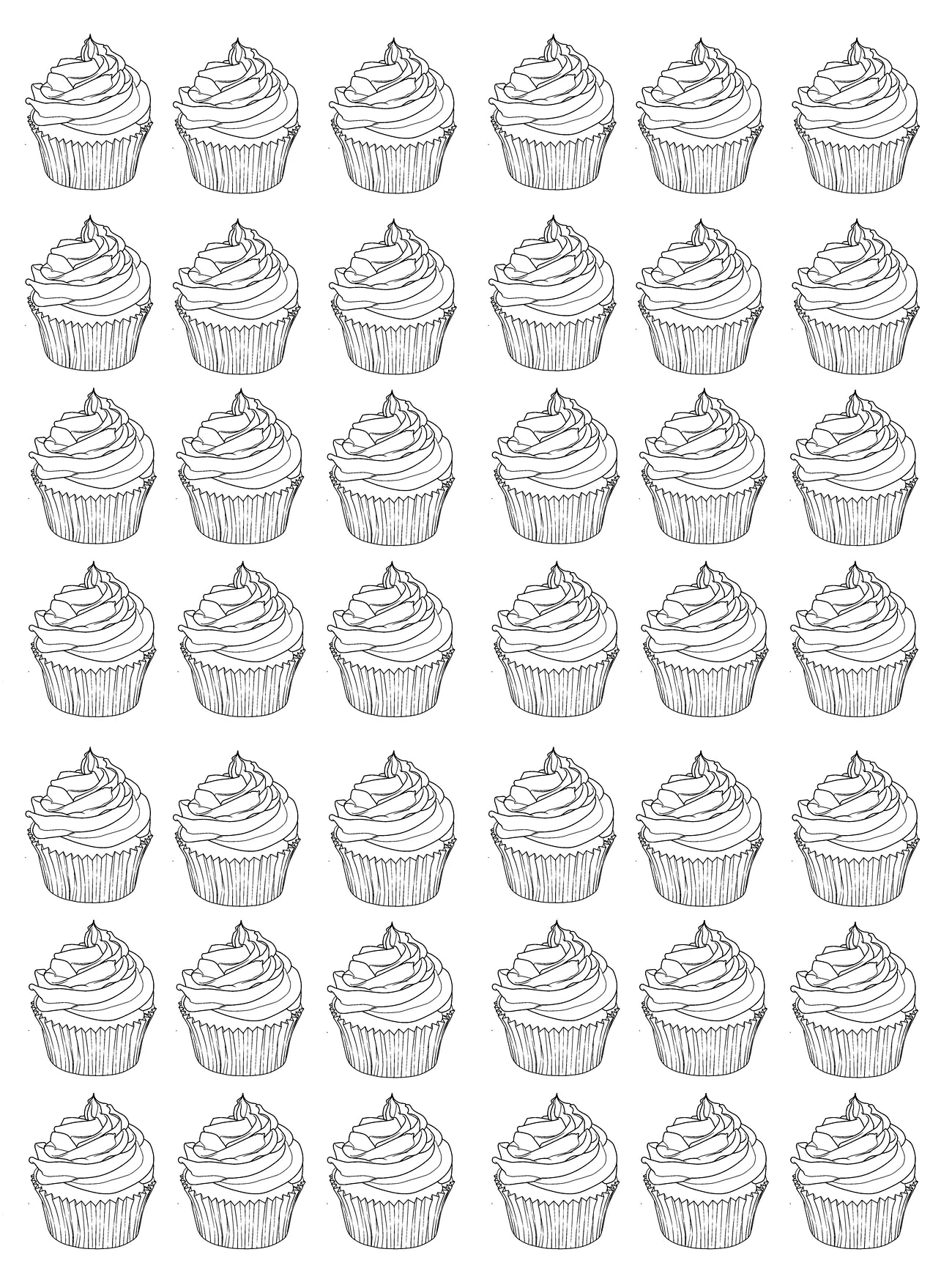 Törtchen und Andy Warhol (Ausmalbild von Cupcakes zum Ausdrucken und Ausmalen für Erwachsene)