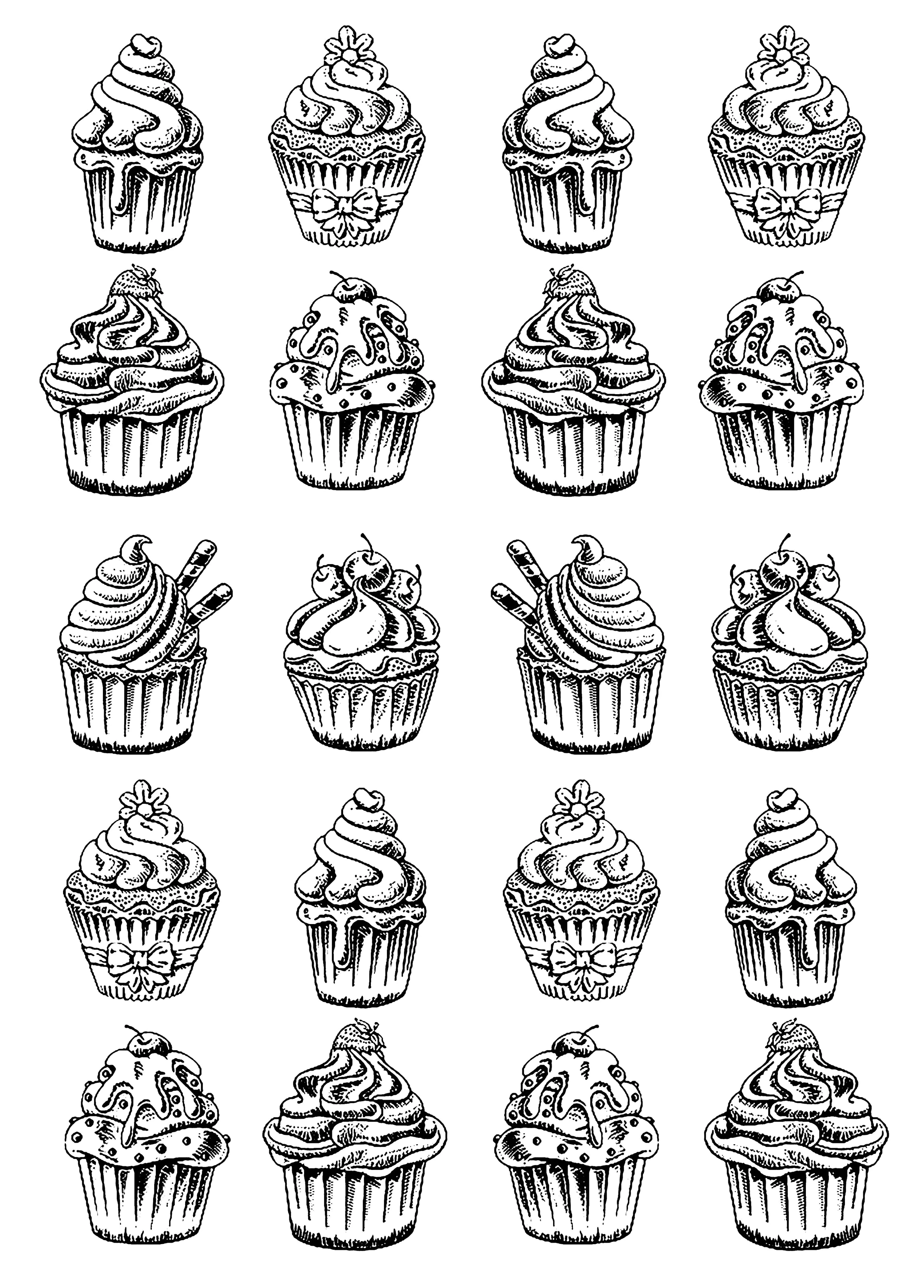 Cupcakes-34038 (Ausmalbild zum Ausdrucken und Ausmalen für Erwachsene)