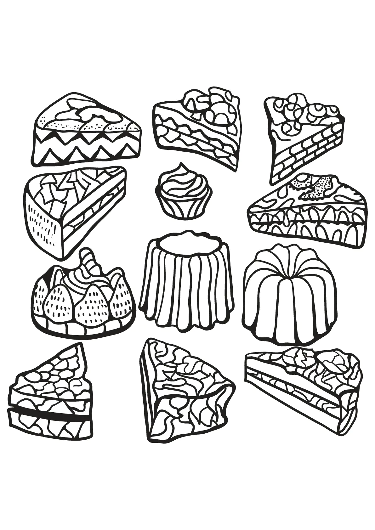 Cupcakes-45276 (Ausmalbild zum Ausdrucken und Ausmalen für Erwachsene)