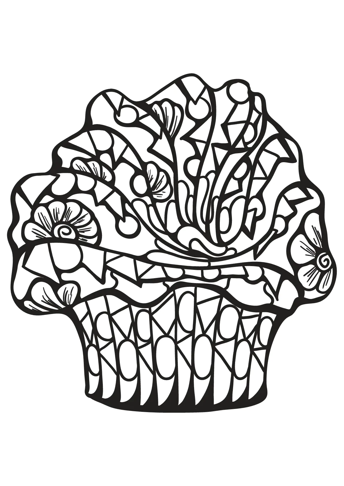 Cupcakes-54009 (Ausmalbild zum Ausdrucken und Ausmalen für Erwachsene)