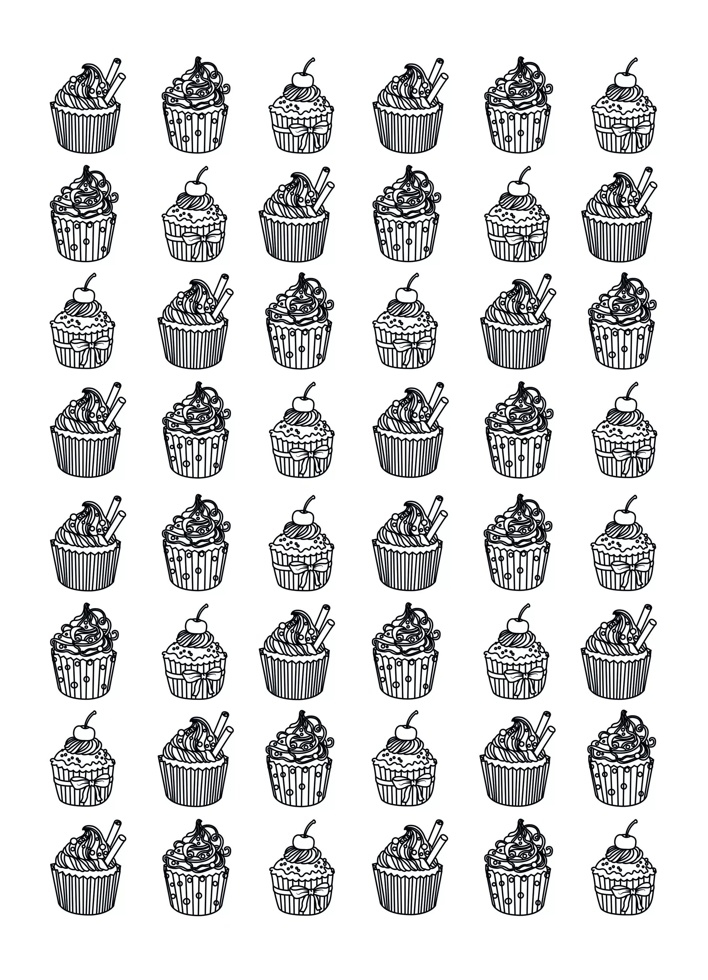 Cupcakes-75937 (Ausmalbild zum Ausdrucken und Ausmalen für Erwachsene)