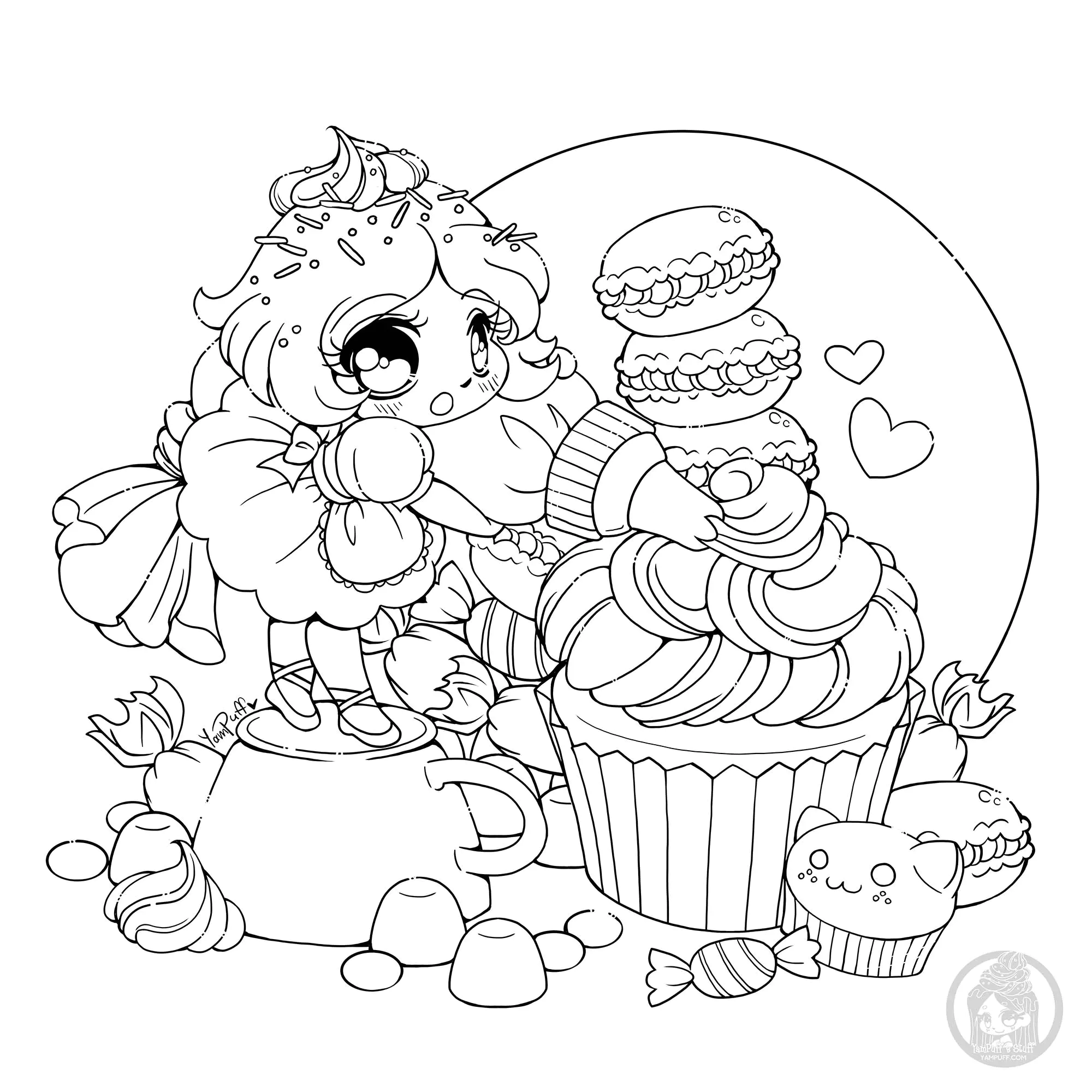 Zuckerguss-Fee (Ausmalbild von Cupcakes zum Ausdrucken und Ausmalen für Erwachsene)