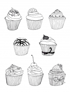 Gute und cremige Törtchen (Ausmalbild von Cupcakes)