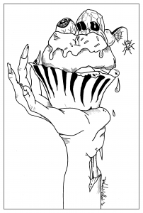Tassenkuchen für einen Zombie (Ausmalbild von Cupcakes)