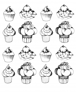 Appetitliche Törtchen (Ausmalbild von Cupcakes)