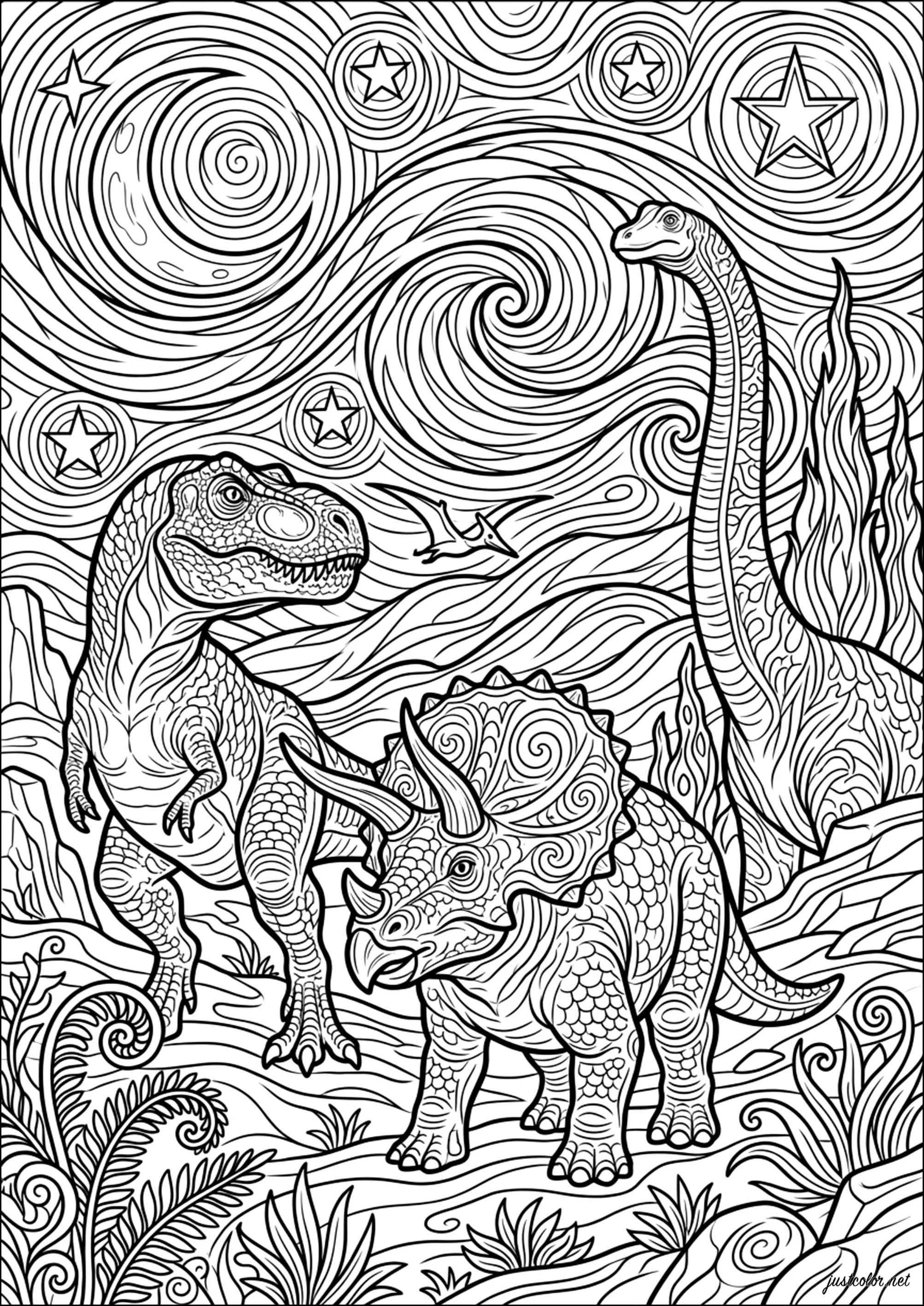 Dinosaurier-86449 (Ausmalbild zum Ausdrucken und Ausmalen für Erwachsene)