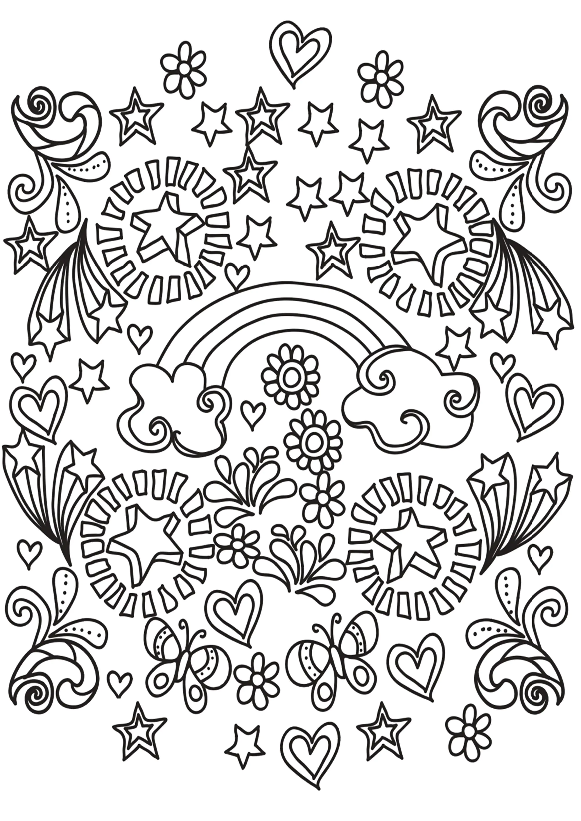 Doodle "Lebensfreude (Ausmalbild von Doodle art / Doodling zum Ausdrucken und Ausmalen für Erwachsene)