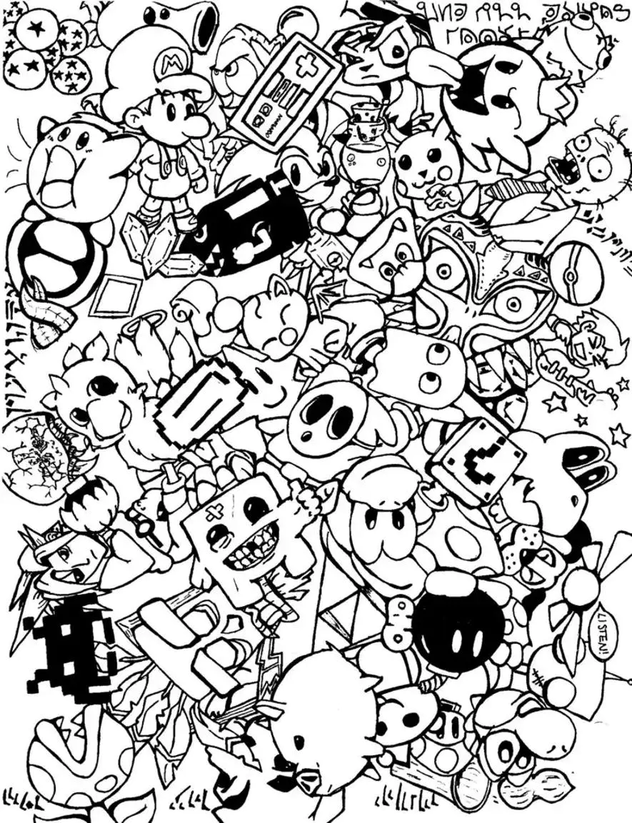 Gekritzelkunst-gekritzel-65618 (Ausmalbild von Doodle art / Doodling zum Ausdrucken und Ausmalen für Erwachsene)