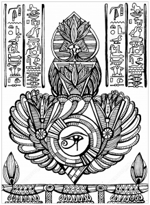 Auge des Horus (Ausmalbild von Ägypten und Hieroglyphen)