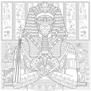 Malbuch Fur Erwachsene  : Ägypten und Hieroglyphen - 1 (Ausmalbild von Sybirko)