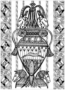 Ein verborgener ägyptischer Schatz (Ausmalbild von Ägypten und Hieroglyphen)
