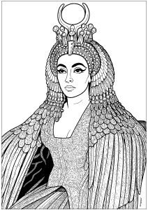 Kleopatra VII. (Ausmalbild von Ägypten und Hieroglyphen)