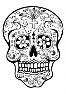 Malbuch Fur Erwachsene  : El Dia De Los Muertos - 1 (Ausmalbild)