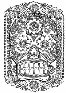 Malbuch Fur Erwachsene  : El Dia De Los Muertos - 12 (Ausmalbild)