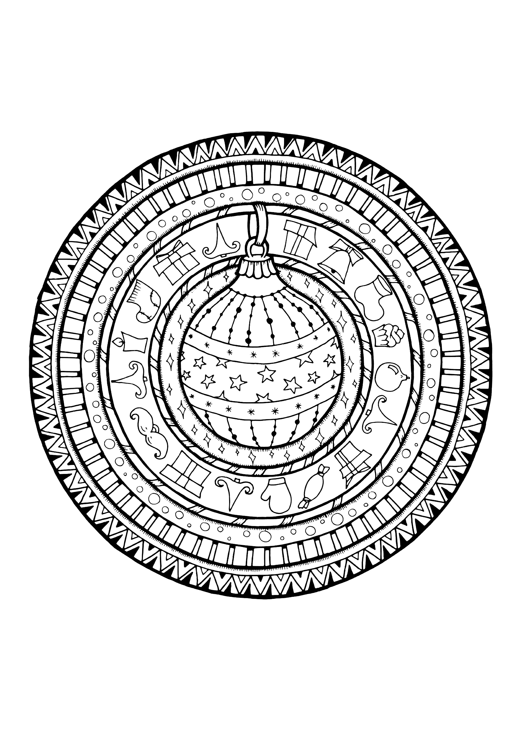 Hübsche Weihnachtskugel in einem Mandala, Quelle : 123rf   Künstler : dovina