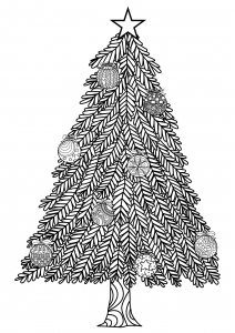 Weihnachtsbaum mit Christbaumkugeln (Ausmalbild von Weihnachten)