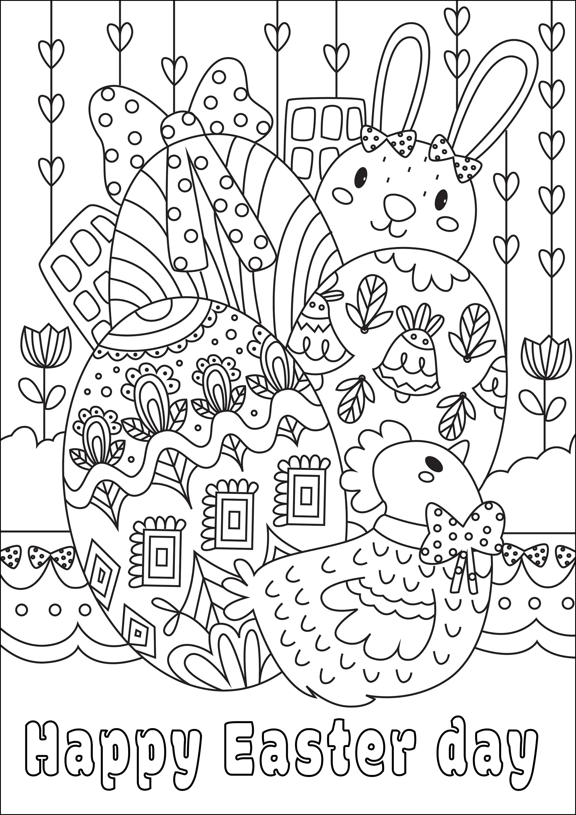 Ostern Färbung (Ausmalbild zum Ausdrucken und Ausmalen für Erwachsene)