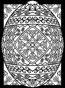 Ostereier mit abstrakten Mustern (Ausmalbild von Ostern)