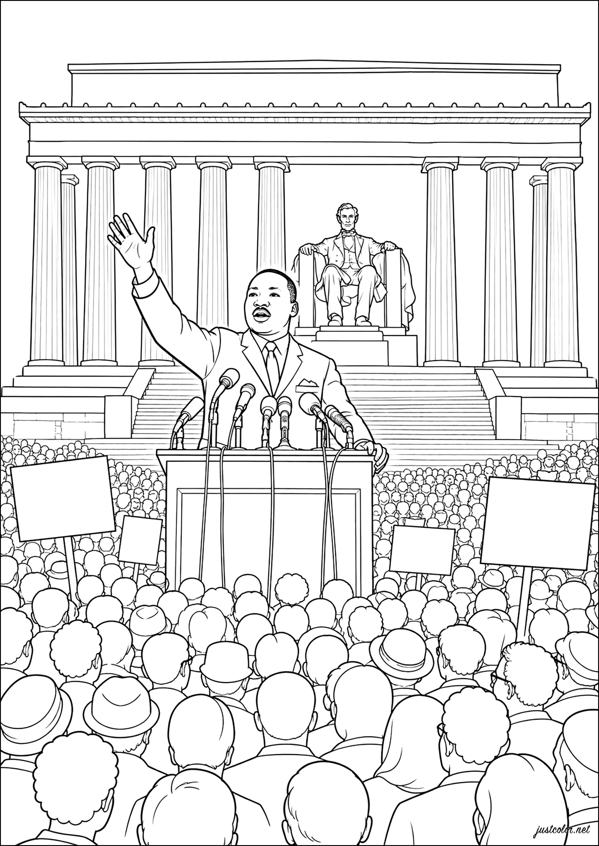 Ich habe einen Traum, Rede am Lincoln Memorial – 28. August - 1963 (Ausmalbild von Verschiedene Veranstaltungen / News zum Ausdrucken und Ausmalen für Erwachsene)
