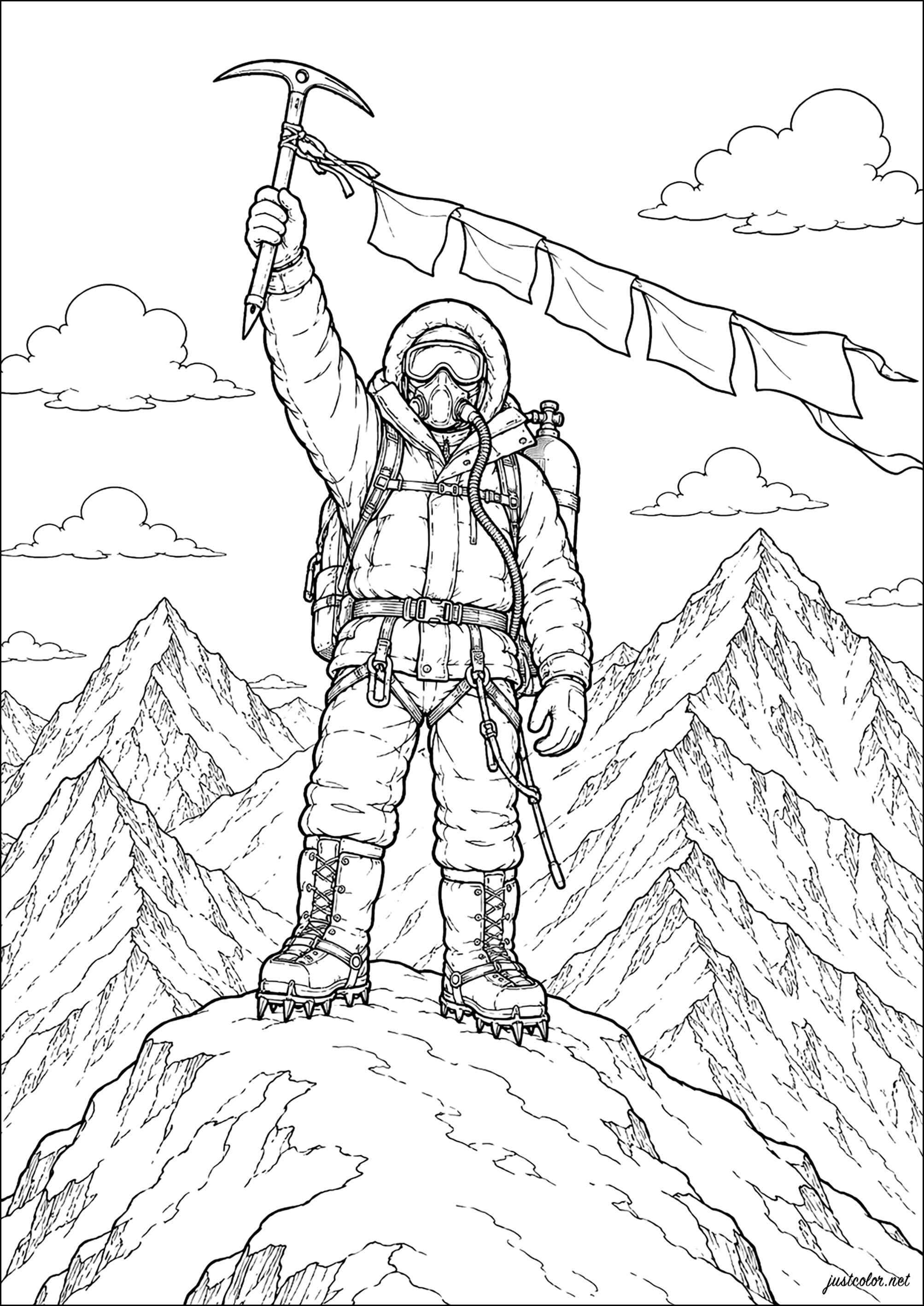 Erstbesteigung des Everest - 29. Mai - 1953 (Ausmalbild von Verschiedene Veranstaltungen / News zum Ausdrucken und Ausmalen für Erwachsene)