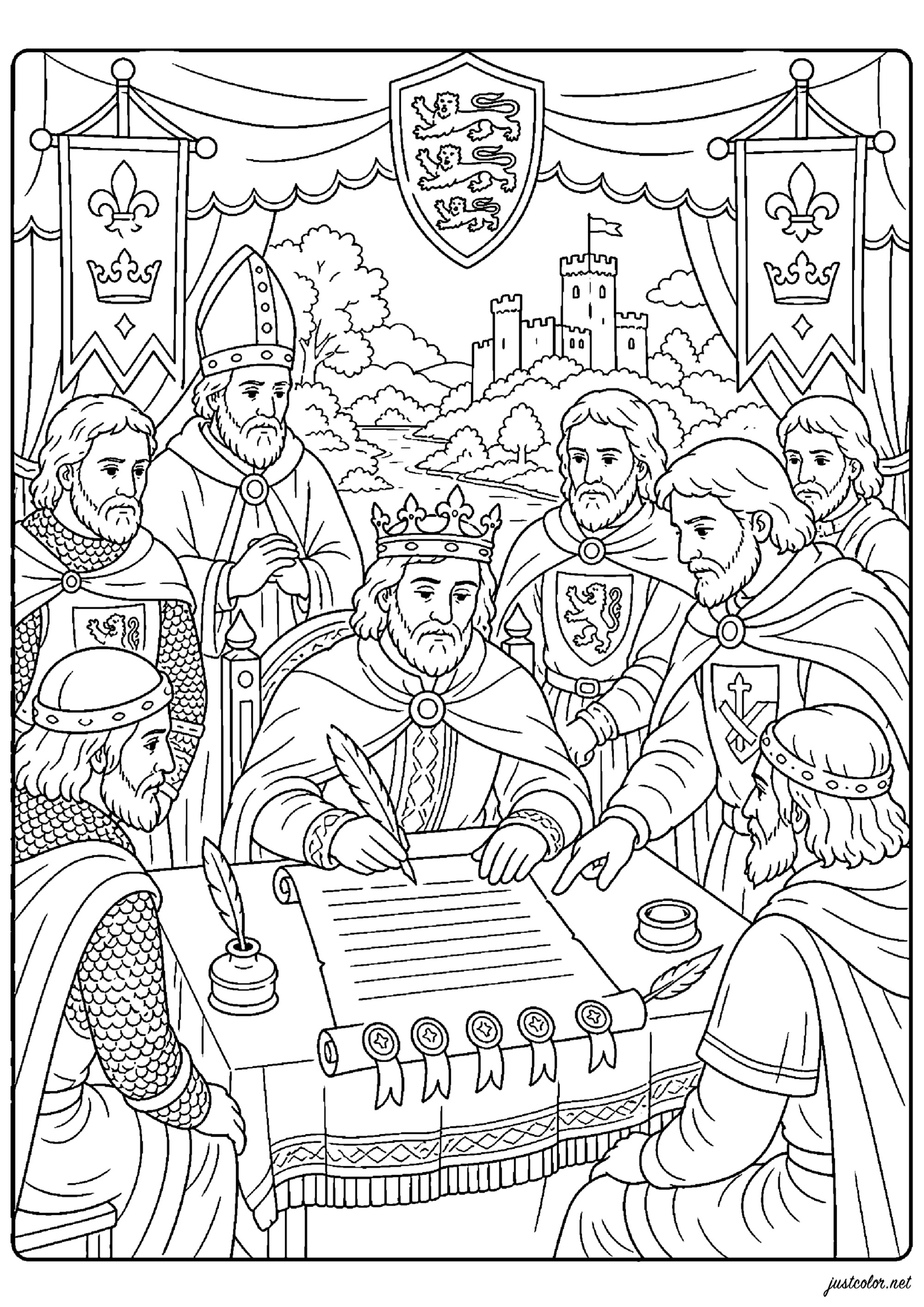 Magna Carta - 15. Juni - 1215 (Ausmalbild von Verschiedene Veranstaltungen / News zum Ausdrucken und Ausmalen für Erwachsene)