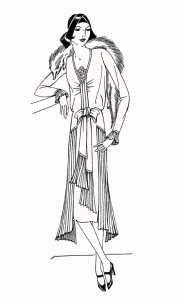 Damenkleidung aus den 1930er Jahren (Ausmalbild von Modekleidung)