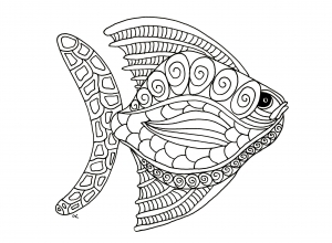 Einzelner Zentangle-Fisch (Ausmalbild von Fische)