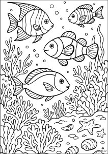 Ausmalbilder von Fische zum Ausdrucken und Ausmalen für Erwachsene