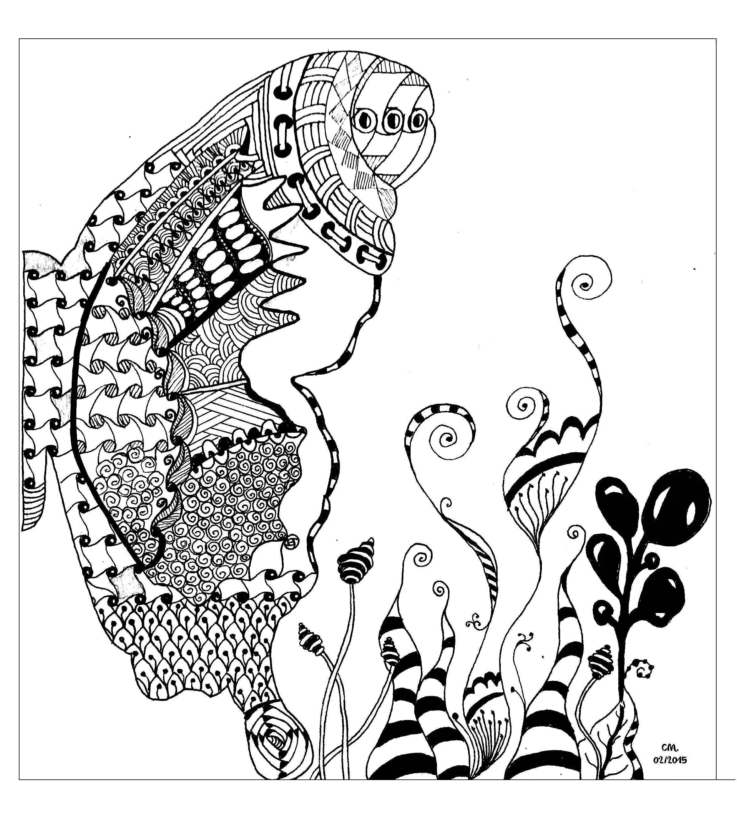 Schmetterling (Ausmalbild von Cathy M zum Ausdrucken und Ausmalen für Erwachsene)