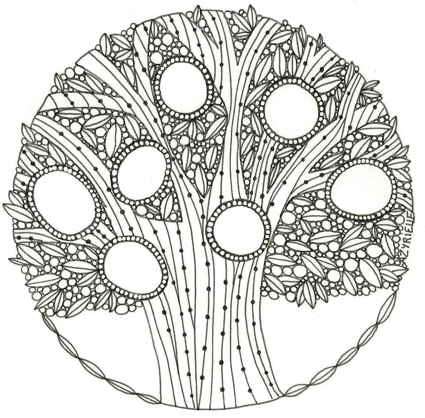 Unglaublicher Baum (Ausmalbild von Azyrielle zum Ausdrucken und Ausmalen für Erwachsene)