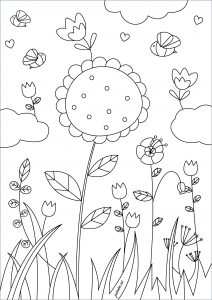 Frühlingsblumen (Ausmalbild von Blumen & Vegetation)