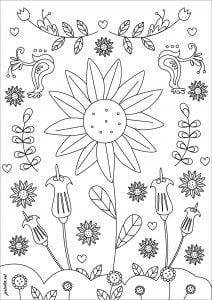 Große Blume (Ausmalbild von Blumen & Vegetation)