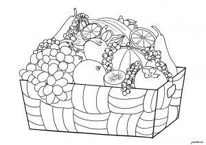 Korb mit Früchten (Ausmalbild von Blumen & Vegetation)