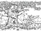 der Baum, der mit der Fee spricht (Ausmalbild von Blumen & Vegetation)
