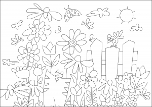 Ein schöner Frühlingstag (Ausmalbild von Blumen & Vegetation)