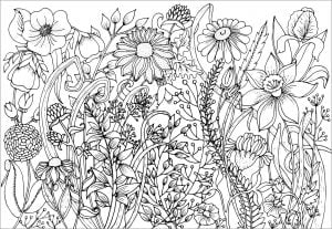 Niedliche Frühlingsblumen (Ausmalbild von Blumen & Vegetation)