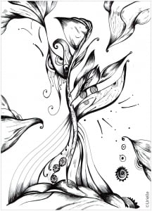 "Schöne des Tages" (Day's beauty) (Ausmalbild von Blumen & Vegetation)