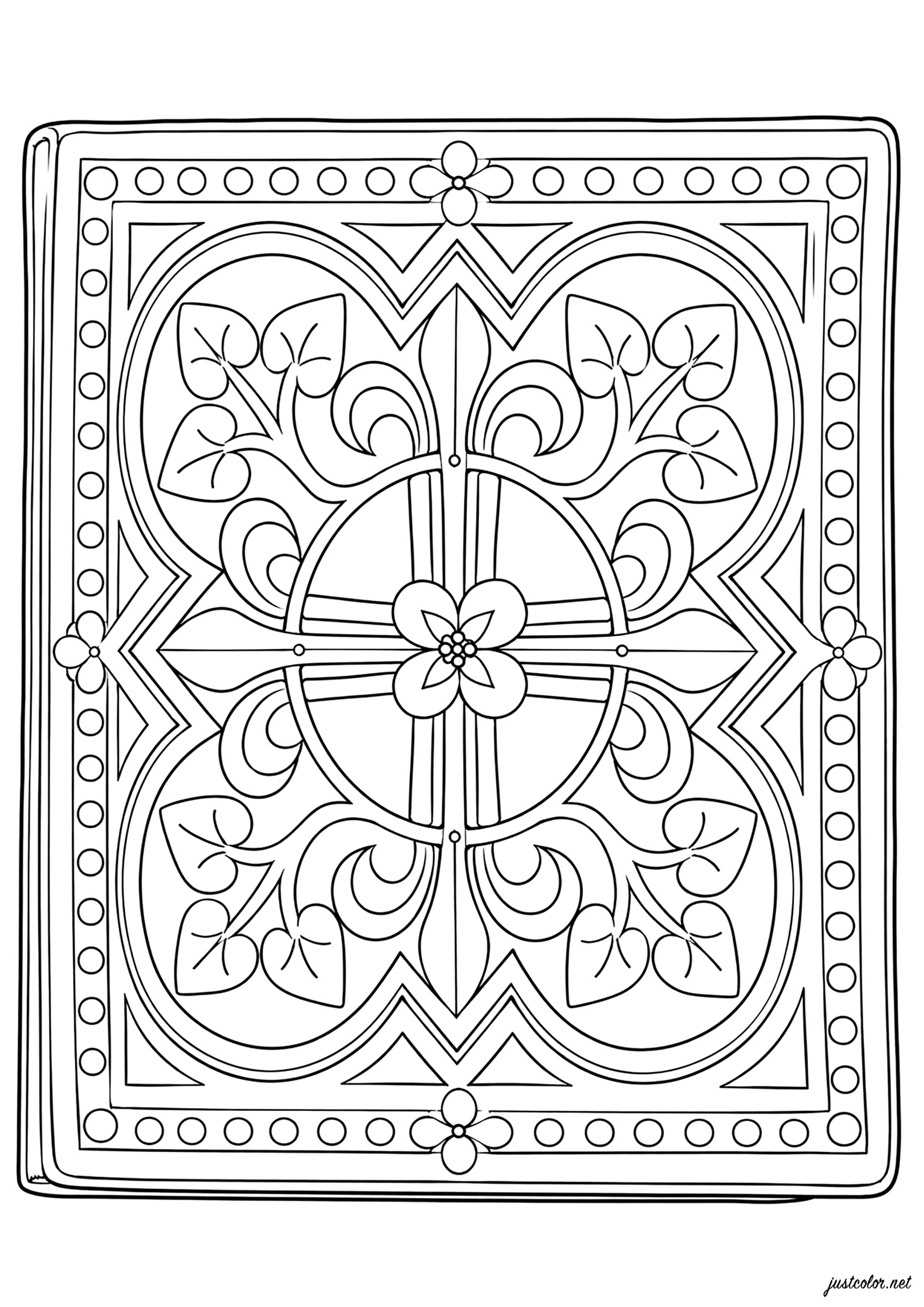 Liturgische Bursa, verziert mit floralen Motiven (Ausmalbild Nicht klassifizierbar zum Ausdrucken und Ausmalen für Erwachsene)