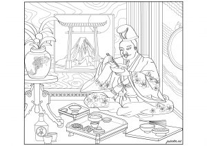Japanisches Essen (Ausmalbild von Japan)