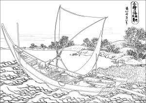 "Der Tonegawa" aus der Serie Sechsunddreißig Ansichten des Berges Fuji von Katsushika Hokusai