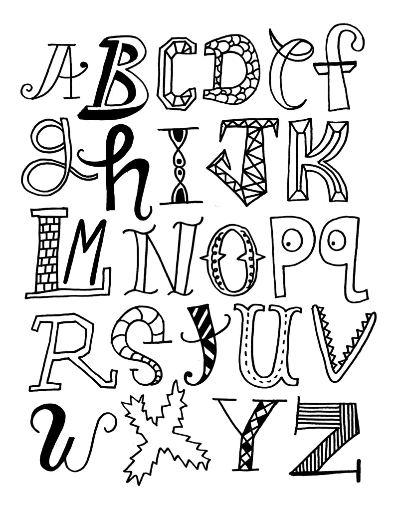Alphabet - 20464 (Ausmalbild zum Ausdrucken und Ausmalen für Erwachsene)